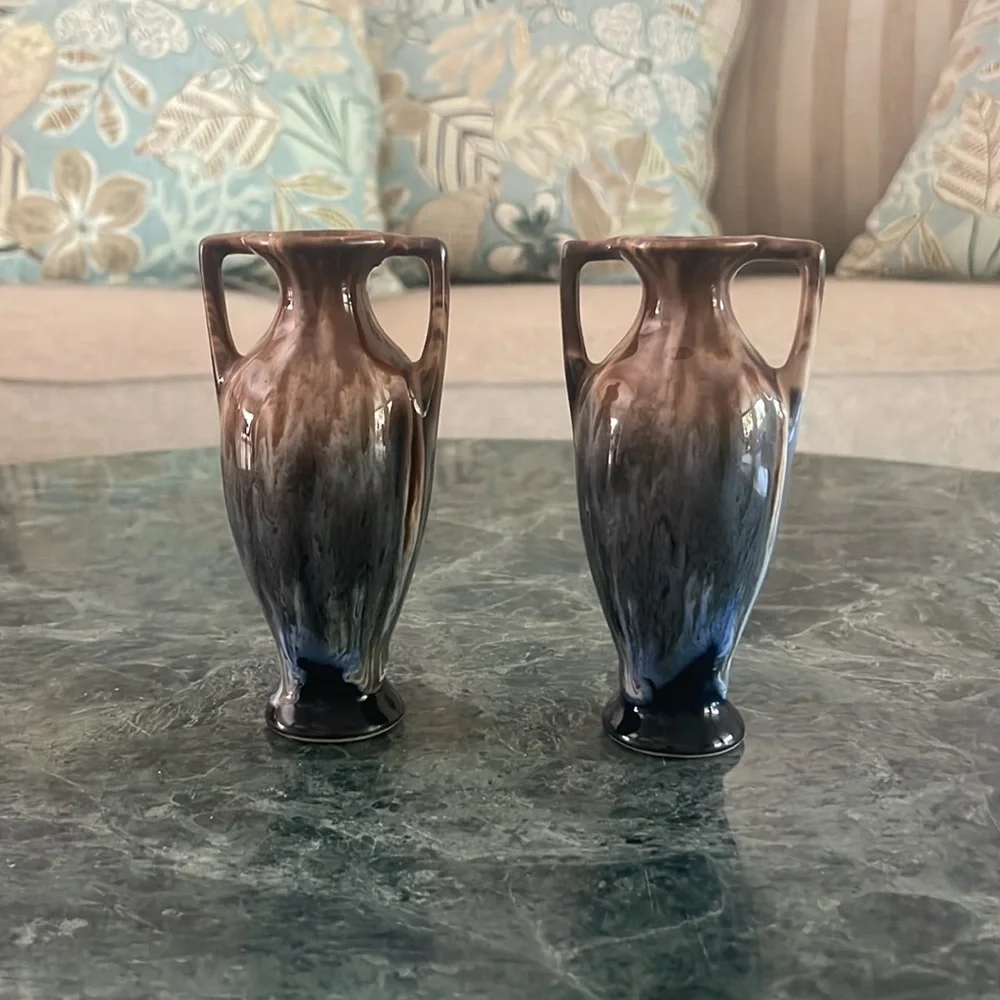 Mini Vases 4.5 Inches Tall Bluetvk. MiniBrown can hold diffuser sticks - Picture 3 of 10